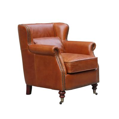 China Other Retro Brown Seat Genuine Leather Head Chair For Sale for sale