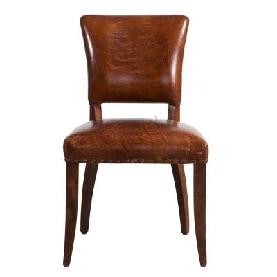 China Extendable Vintage Leather Dining Chair With Wooden Legs Set Solid Wood Elegant Style For Dining Room for sale