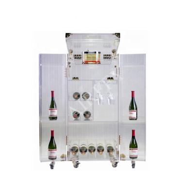 China Movable Modern Luxury Acrylic Wine Cabinet For Home Villa Clubhouse Hotel Bar Winery Dining Room en venta