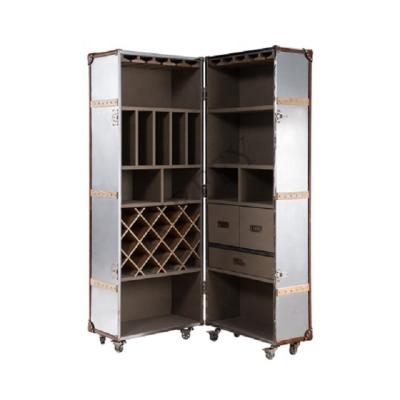 China Movable Modern Luxury Acrylic Mirror Stainless Steel Wine Cabinet For Villa Home Clubhouse Hotel Bar Winery Dining Room zu verkaufen