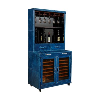 China Cooling Everything in Constant Temperature Genuine Leather Wine Cabinet for Villa Home Clubhouse Hotel Bar Winery Dining Room zu verkaufen