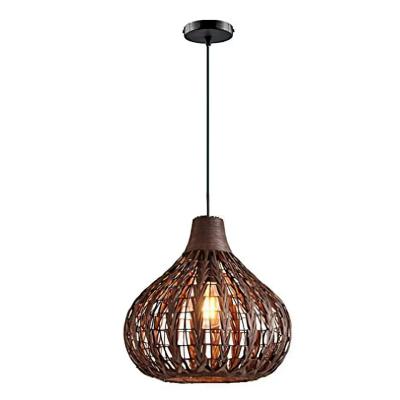 China Natural Bamboo Rattan Woven Chandelier Lampshades Natural Bamboo Pendant Lights Restaurant Living Room Coastal Style Modern for sale