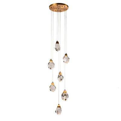 China Contemporary Nordic Luxury Decorative Lighting Staircase Crystal High Ceilings SANXIANG Modern Luxury Foyer Living Room Hotel Chandelier for sale