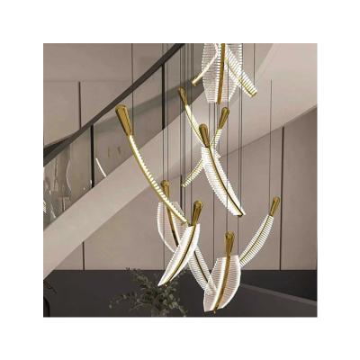 China Lighting Works Luxurious Long High Light Staircase Hanging Lamp in Hotel Villa Garden Super Light Outdoor Wall Lamp for sale