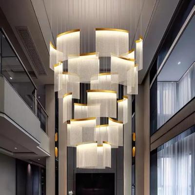 China Modern Large High Spiral Staircases Led CeilingNordic Long Lightweight Staircase Luxury Chandelier Pendant for sale