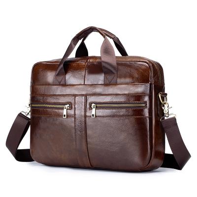 China LAOHSIZI high quality laptop bag shoulder bag men's handbag men's leather briefcase for sale