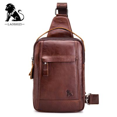 China LAOSHIZI Motion Sensing Leather Men's Cross - Men's Multi-Functional Fashion New Men's Casual Bag Chest Body Bag Strap Shoulder Bag for sale