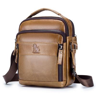 China LAOSHIZI casual shoulder bag men's used shoulder bag daily fashion top layer whip men's messenger bag for sale