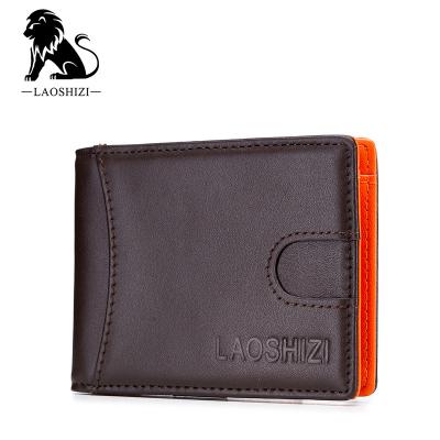 China RFID LAOSHIZI Custom Design Ultra-thin Wallet Men's Wallet With Blocking Bifold RFID Card Holder For Men for sale