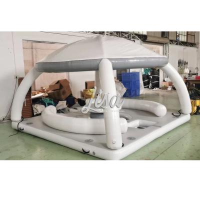 China PVC commercial grade party bana inflatable jet ski dock best quality aqua floating resort original design inflatable floating island for sale