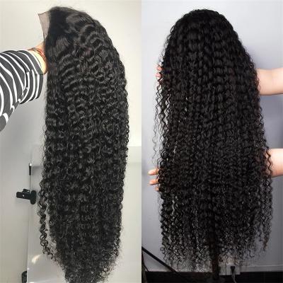 China Deep Wave Frontal Wig 10A 100% Virgin Hair Wigs Pre Plucked Bleached Knots Deep Wave 100% Asian Indian Hair Wigs for sale