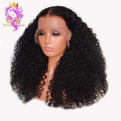 China Small Curly Curly Frontal Wig Knot Hair 100% Hair Wig Pre Plucked 100% Afro Virgin Full Lace Wig 180%220% Density Thick Hair for sale