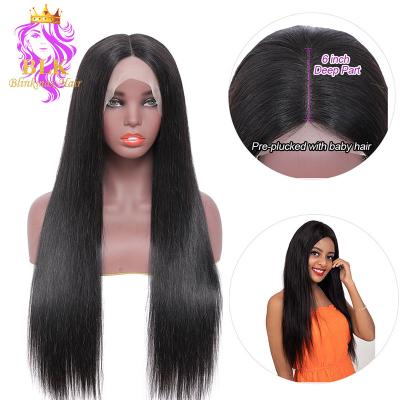 China Silky Straight Frontal Wig Black Hair Ready To Ship Glueless Pre Plucked Lace Frontal Wigs 100% Cheap Brazilian Hair Wholesale Wigs for sale