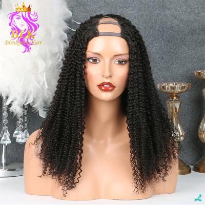 China Body wave u part wig Glueless 150% 10-30 inch 4b 4c kinky curly textured mongolian hair u part wig wig for sale