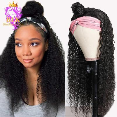 China Best Afro Kinky Curly Raw Mink Headband Hair Virgin Hair Grade 12a Cuticle Aligned Wigs Virgin Afro Kinky Curly Headband Hair Curly Wig for sale