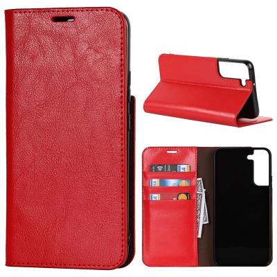 China Factory Price Direct Shockproof Flip Phone Case Leather Wallet Genuine Leather Case For Samsung Galaxy S22 S21 Ultra Case Wallet for sale