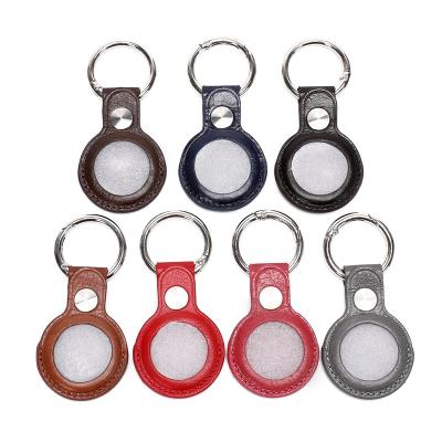 China Original Official Genuine Leather Shockproof Metal Airtag Dog Keychain Case Holder With Key Chain For Apple Airtag Key Chain Leather Holder for sale