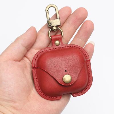 China Luxury Hot Crazy Horse Genuine Leather Shockproof Protective Earphone Case For Airpods Case Cover For Apple Airpods Pro 2 Case Leather The 3rd for sale