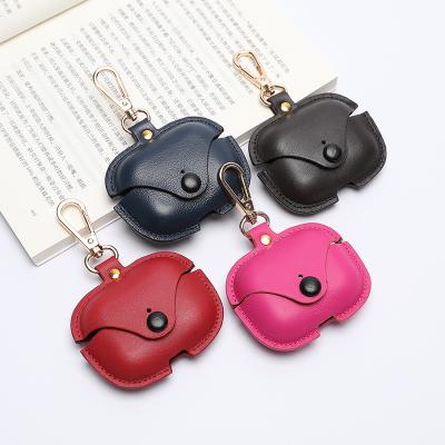 China Luxury Genuine Leather Wireless Charger Earphone Cover For Airpods Pro Case Leather With Key Chain For Airpods 3 Leather Case 2 for sale