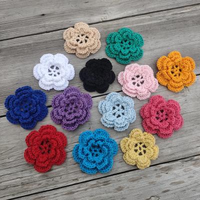 China Handmade Crochet 3D Diy Applique 3D Flower Colorful Coasters Warm Home Wedding Decoration for sale