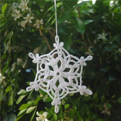 China 100% Cotton Crochet Snowflakes Winter Decorations Crochet Ornaments White Crochet Snowflake Ornaments Handmade Decor For Festive Christmas for sale