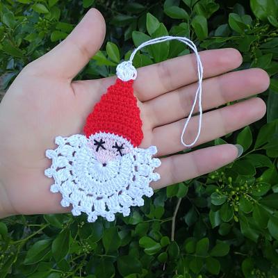 China 100% Cotton Hand Crochet Ornaments Christmas Winter Decor Tree Ornaments Christmas Tree Face for sale