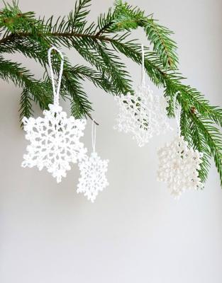 China 100% Cotton Crochet Christmas Ornaments - Christmas Tree Decorations - White Holiday Ornaments - Crochet Snowflakes Ornaments for sale