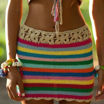 China Daisy Chain Mini Skirt Colorful Women Summer Breathable Beach Bikini Swimsuit Cover Up Beachwear for sale