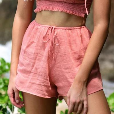 China New Breathable High Waist Women Beach Hot Shorts See Through Beachwear Cover Up Solid Color Women Swimwear Chiffon Shorts for sale