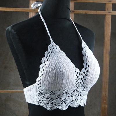 China Handmade Breathable Crochet Camisole Bra Knitted Crop Tops, Sexy Summer Swimwear Bikini Fashion Bra Tops for sale