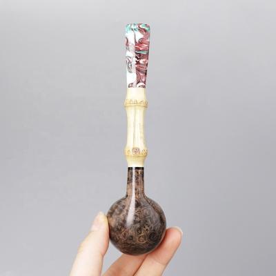 China 2022 Tobacoo Factory New Arrival Tobacco Pipe Wooden Smoking Bamboo Stem With Colorful Resin Mouthpiece for sale