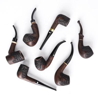 China Multiple Tobacoo Smoking Hand Carved Wooden Shapes Ebony Smoking Pipes Custom Tobacco Pipe Logo Different for sale