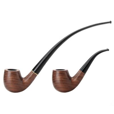 China MUXIANG Handmade Smoking Pear Wooden Beadle Smoking Pipe With Replacement Acrylic Double Stem Custom Logo for sale