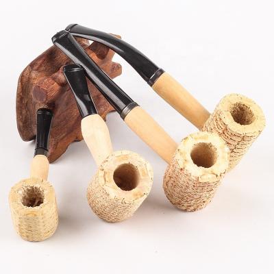 China Disposable Multiple Size Tobacco Smoking Corn Cob Tobacco Pipe Bent Straight With ABS Pipe Smoking Rod New for sale