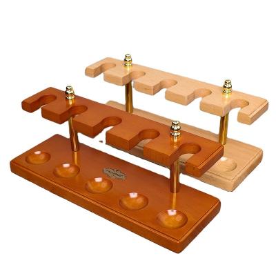 China Perfect Smoking Pipe Stake Newcomer Gift For Business Shape 5 Seats Straight Beech Wooden Pipe Stand And Rack for sale