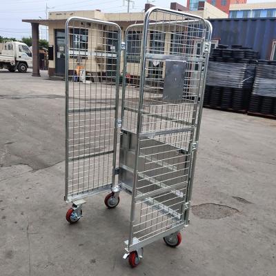 China Durable Heavy Duty Warehouse Logistics Roll Cage Storage Hand Cart Trolley for sale