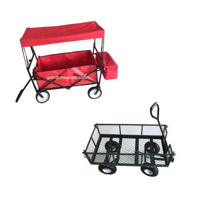 China 4 Wheel Garden Cart Beach Cart Outdoor Service Folding Practical Lawn Cart Tools for sale