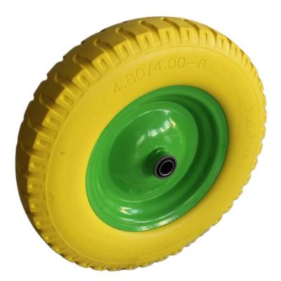 China Hotels Best Quality 16X4.00-8 / 400-8 Yellow PU Wheel for sale