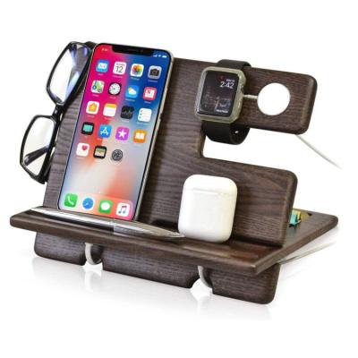 China New Design China Water Make Multi Functional Solid Wood Docking Station Ash Key Holder Phone Resistant Wooden Phone Holder for sale