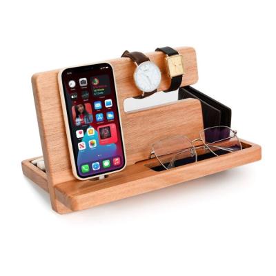 China China Best Selling Natural Stable Stable Handmade Decor Desk Phone Holder Solid Wood Stand for sale