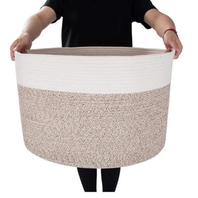 China Extra Large Sustainable Home Decorative Storage Clothes Open Handmade Cotton Rope Plant Basket for sale