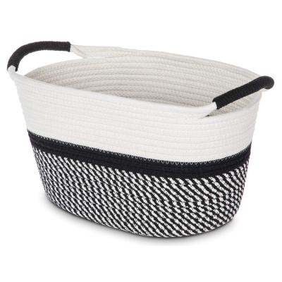 China Sustainable Perfect Natural White Environmental Non-Toxic Storage Handles Small Cotton Rope Basket for sale