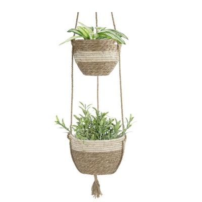 China Large Capacity Natural Sustainable Morden Environmental Plant Plankton Display Potting Handmade Hanging Baskets for sale