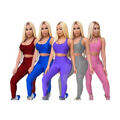 China Free Sample Breathable Women Sports Jogging Suits Belly Set U Neck Two Piece Yoga Summer 2 Piece Set for sale