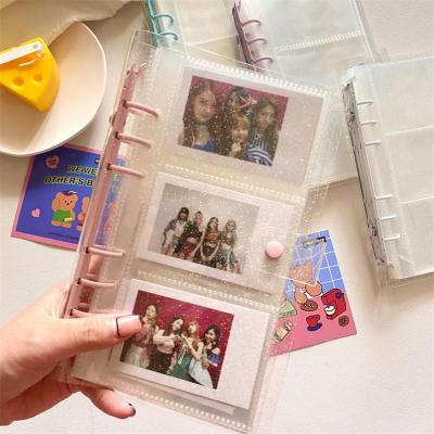 China A6 Cloth Ring Binder Soft PVC Coating 6 Clear Pocket 3 Inch Photo Album Cards Collection Book for sale