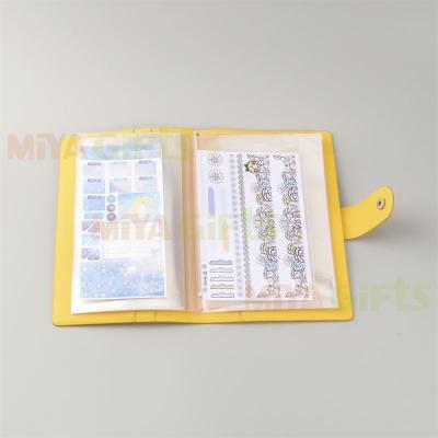 China Medium Size Decorative Yellow Saffiano Sticker PU Cover Sticker Storage Book Sticker Soft Leather Album for sale