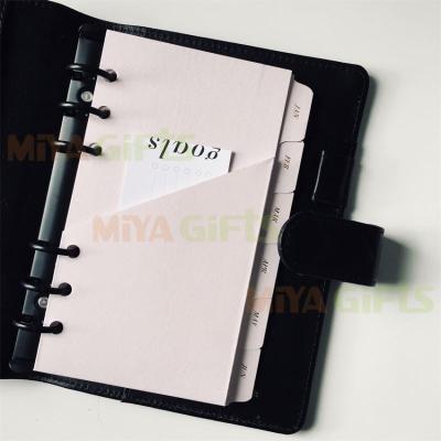 China Planner Refill Paper Inner Cardboard Colored Dashboard Printed Custom Textured Top Loading Pocket for sale