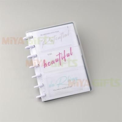 China Printed Clear Plastic Planner Double Side Loading Interior Open Pockets Quote Card Holder Stickers Storage for sale