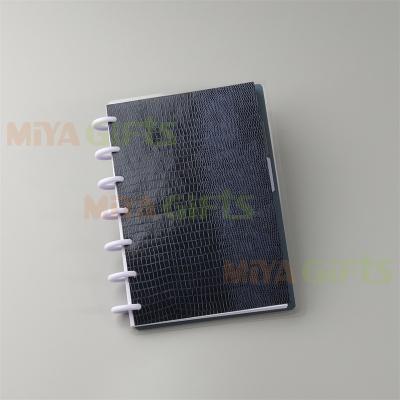 China Custom Size Printed Stylish Black Croc Textured Deck Cardboard Agenda Journal Planner Cover for sale