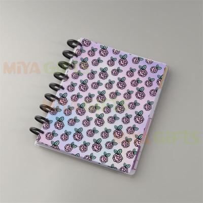 China Vinyl Printed Custom Clear Printing Transparent Discbound Planner Agenda Journal Cover for sale